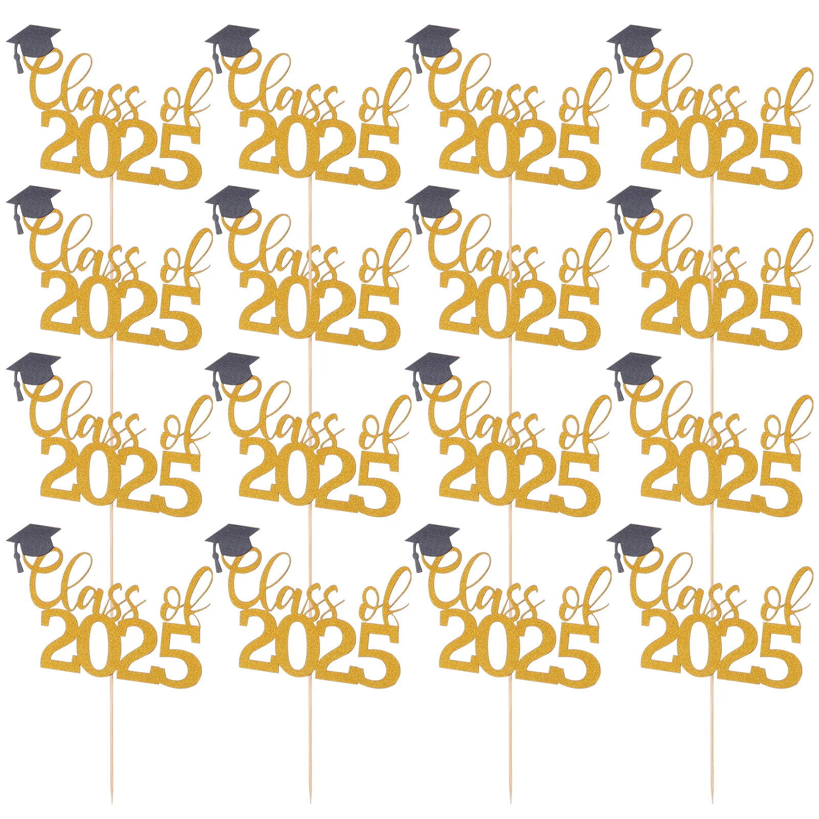 

24 pcs Cake Decorations Graduation Elegant Cap Design Lightweight Paper Material Versatile Occasions Birthday Party Supplies