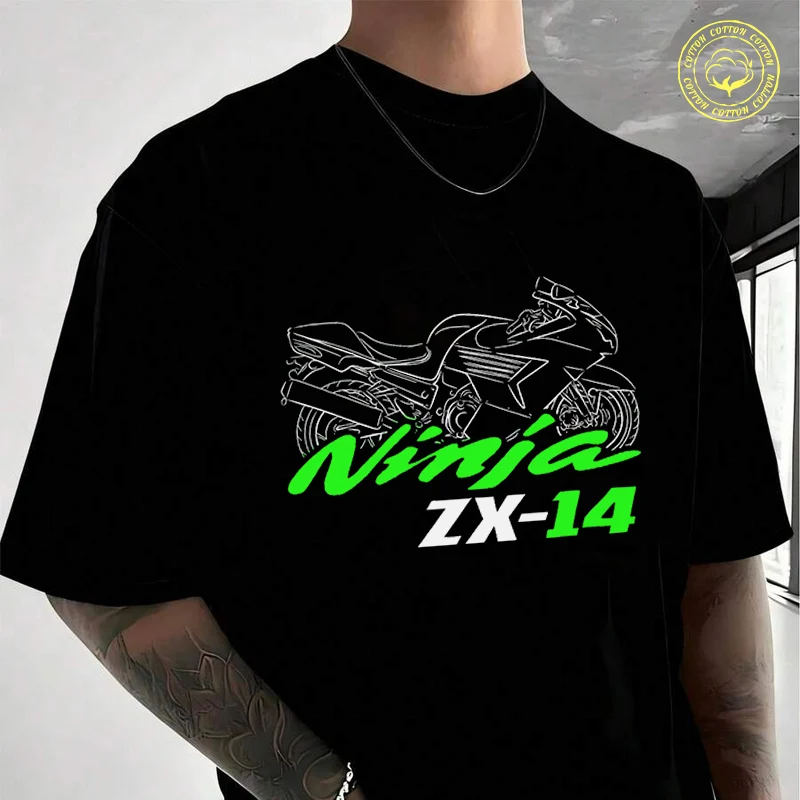 

ZX-14R 2006-2025 Fans Motorcycle Men's Women Summer Cotton T-shirt Moto Short Sleeved Casual Basic TShirt Round Neck Unisex Tops