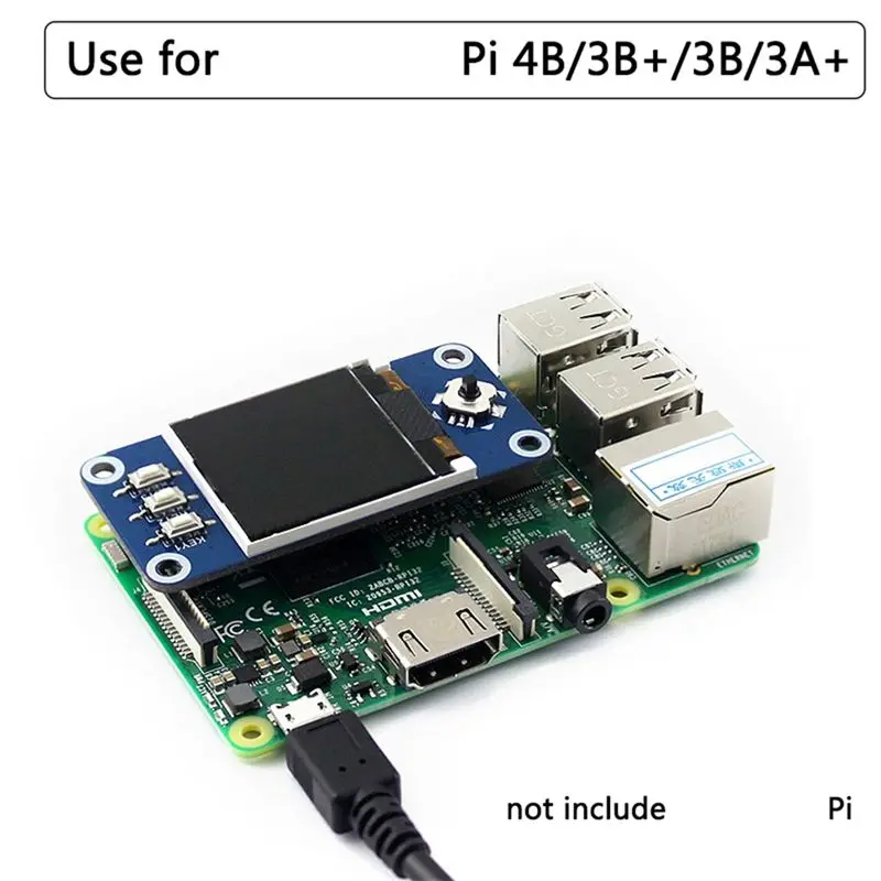 A49T для 4B/3B+/3B/Zero, 1,44-дюймовый ЖК-дисплей 3,3 В, 128x128, интерфейс SPI, экран с LED-подсветкой и джойстиком