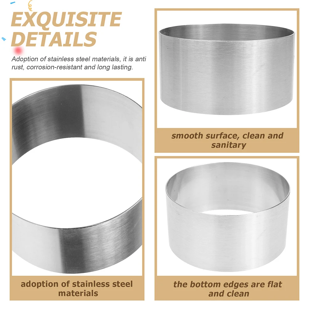 

4pcs Stainless Steel Baking Rings Cake Collars Frost Forms for Cakes Cookies Pastry Decoration Oil Resistant Easy Clean Round