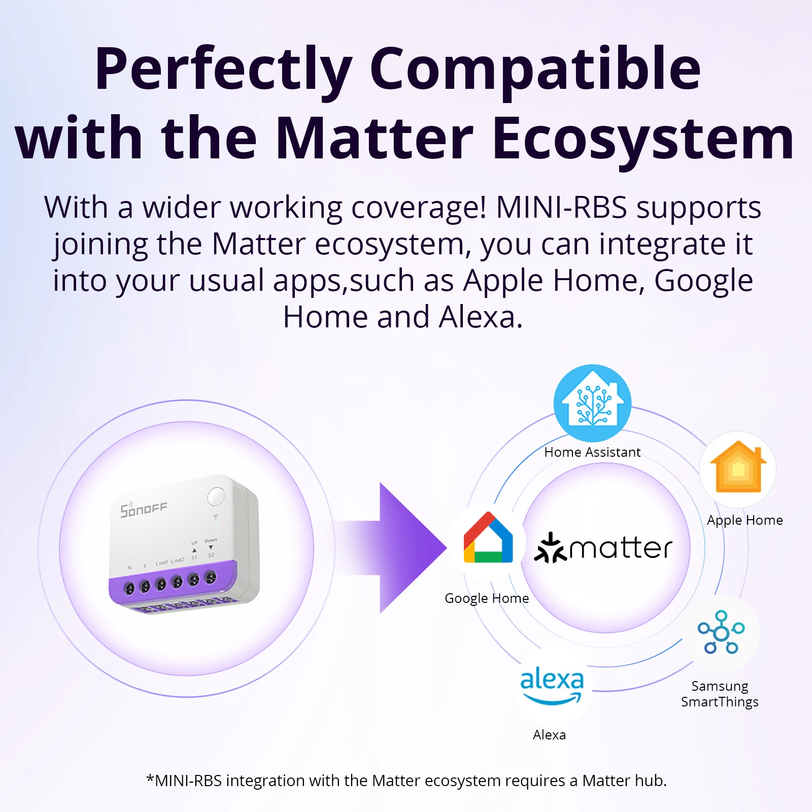 SONOFF MINI-RBS Matter スマート WIFI カーテン スイッチ モジュール ローラー ブラインド用 正確なパーセント制御 Alexa Google Home と連携