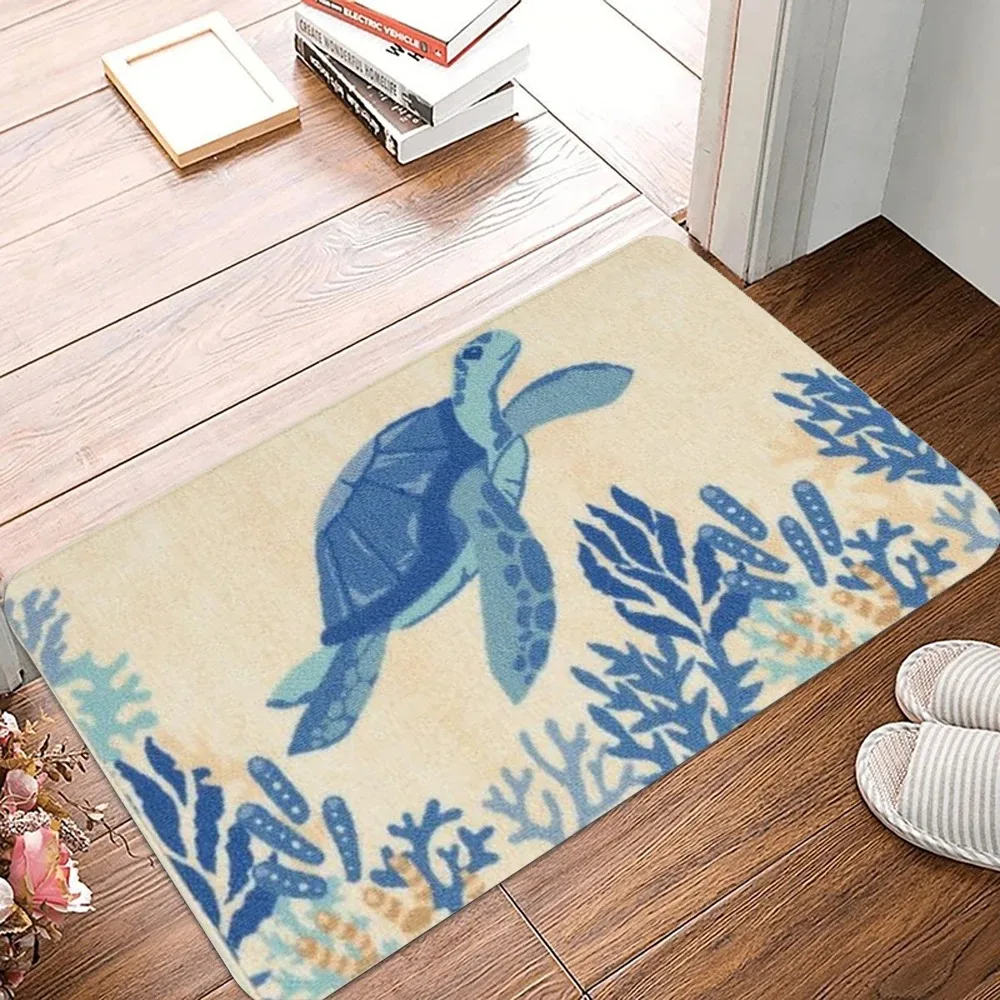 

Turtle Carpet Coral Reef Anti Slip Carpet Home Decoration Sea Star Ocean Theme Floor Mat Living Room Bedroom Sofa Carpet