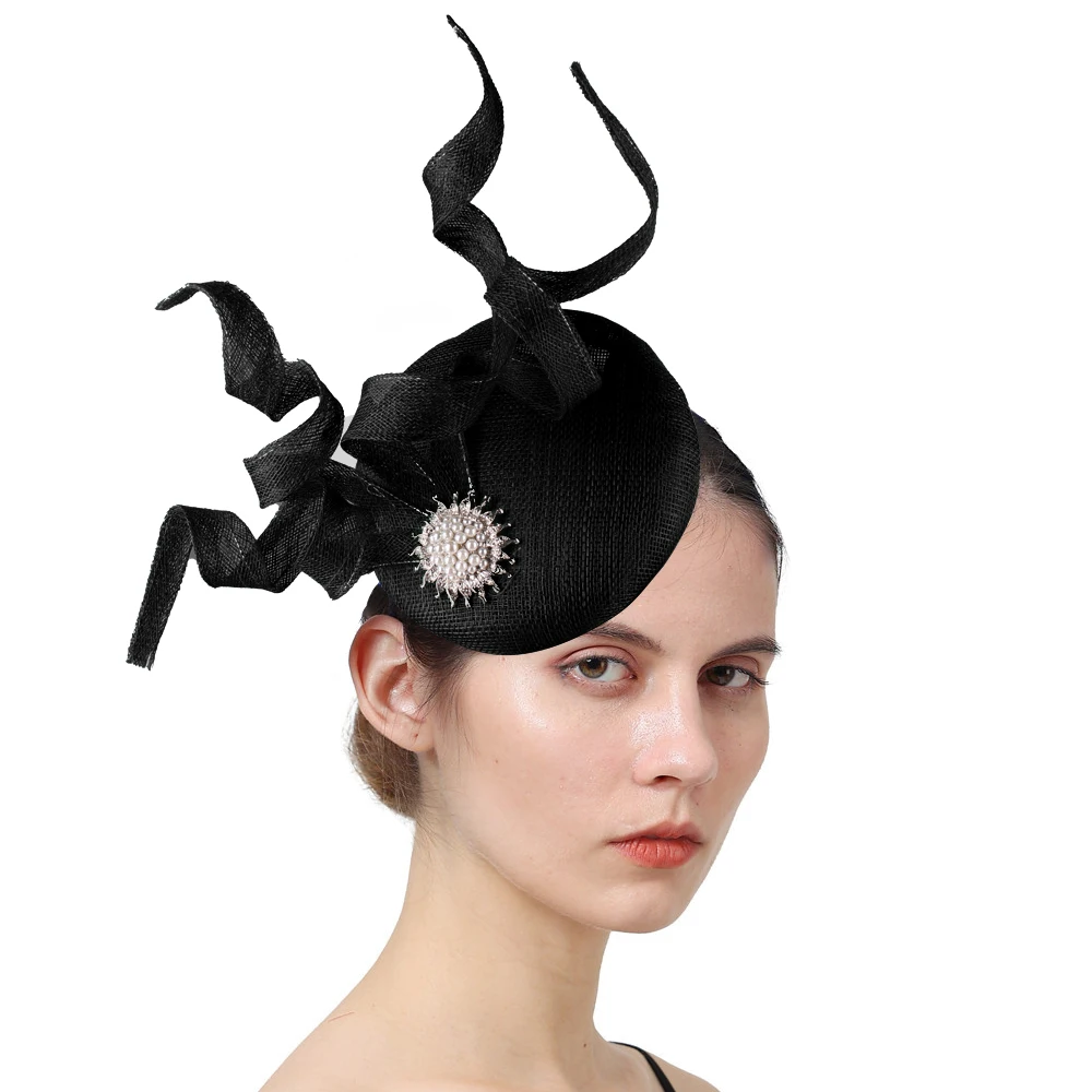 

Высокое качество 4-слойные шляпы Sinamay Fascinator женские классические свадебные головные уборы обручи шляпа невесты вечерние аксессуары для волос