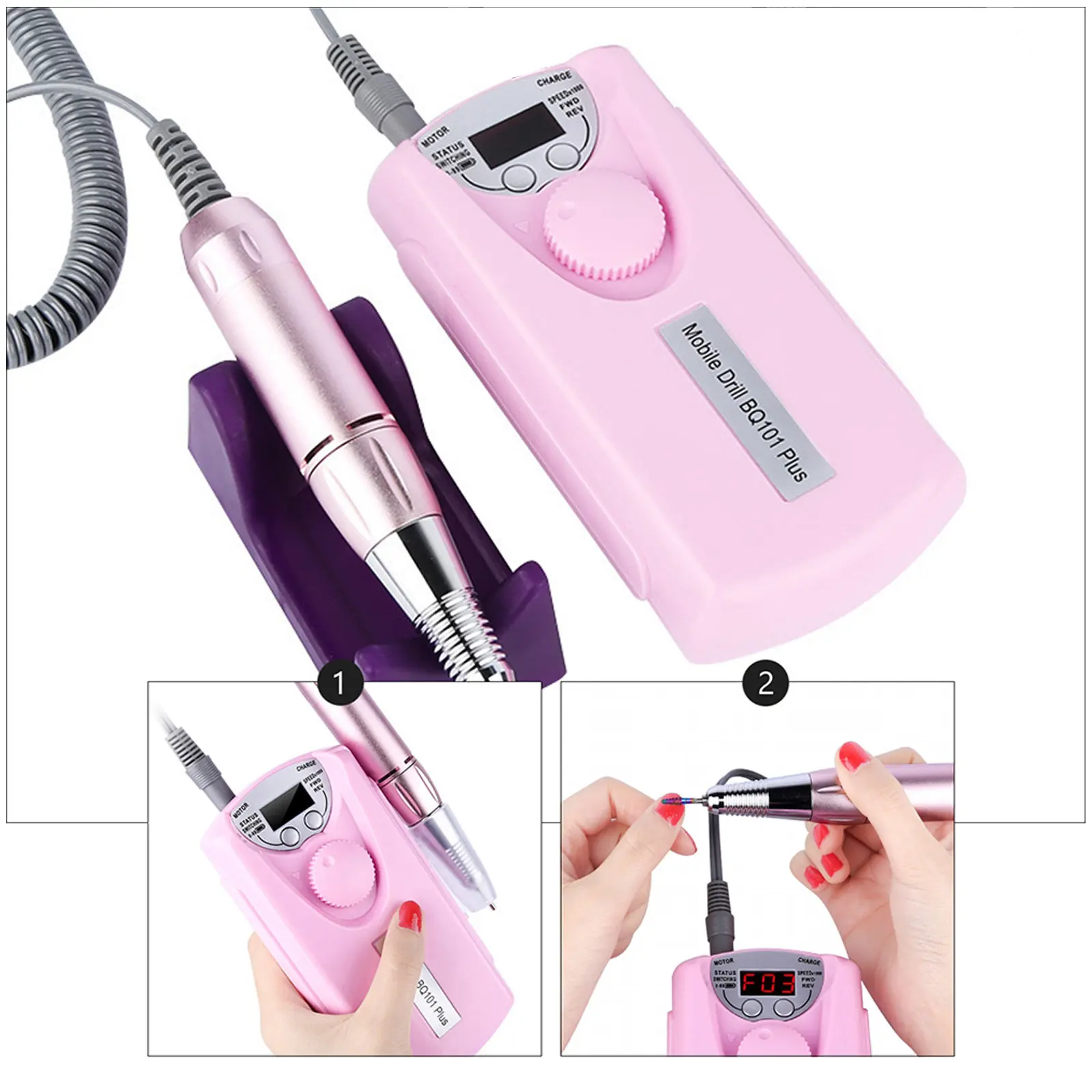 1Set Professional Nail Grinding Tool Electric Nail Polishing Device Portable Rechargeable Battery Manicure Grinding Tool Us