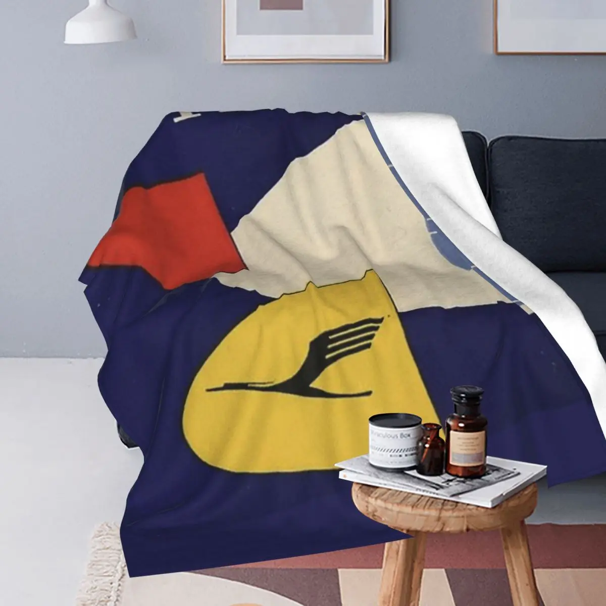 Deutsche Lufthansa Vintage Blanket Soft Warm Flannel Throw Blanket Bedding for Bed Travel Home Couch