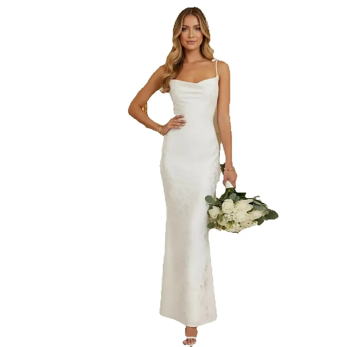 ชุดแต่งงานทรงเมอร์เมดแบบเปิดหลัง ผ้าลูกไม้ สำหรับผู้หญิง คอวี ทรงเข้ารูป ยาว ชุดเจ้าสาวสำหรับงานแต่งงาน ชุดเจ้าสาว