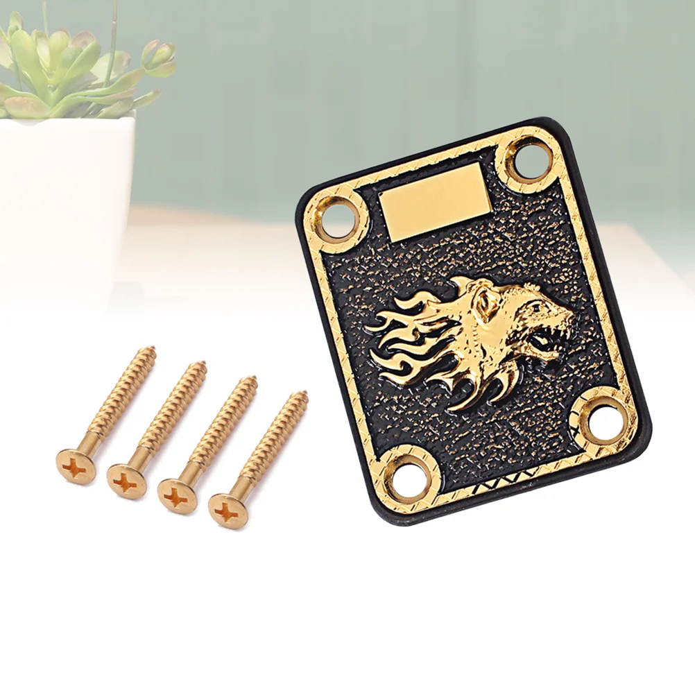 GV121 Zinc Alloy Square Guitar Neck Reinforcing Plate Neck Base Plate with 4 Screws For TL SQ Style Style Electric Guitar Bass