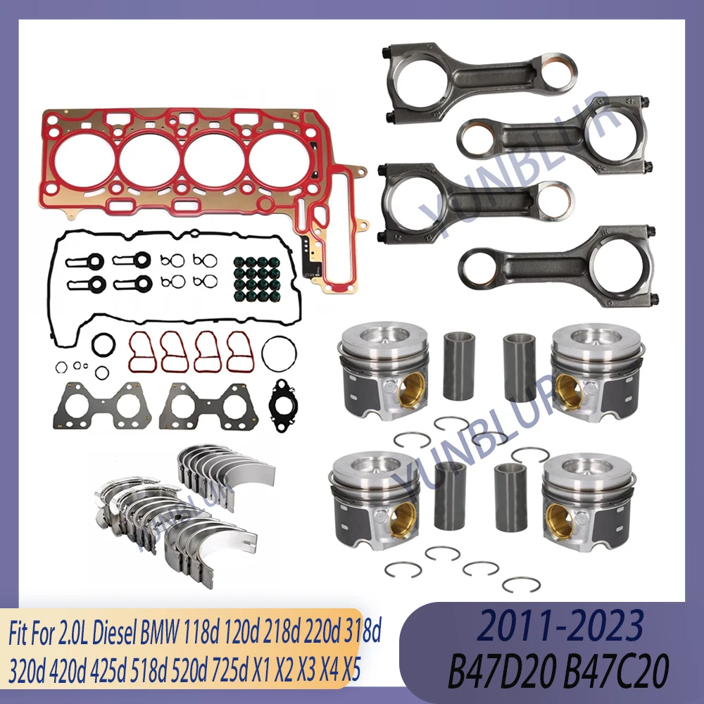 

STD Rebuild Gasket Bearing Set Piston Con Rod Kit Fit 2.0 L B47 Diesel 11-19 For BMW 120d 220d 320d 420d 520d X1 X2 X3 X4 X5