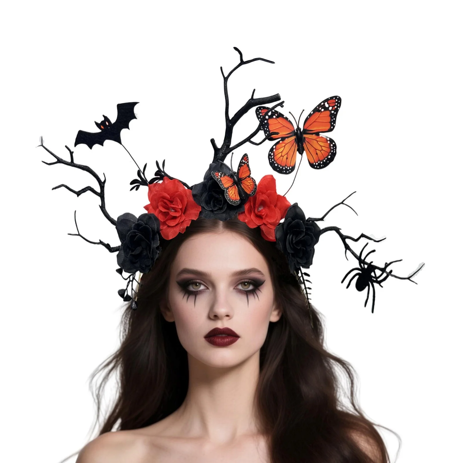 

1PC Halloween Gothic Headpiece, Branches/Roses/Butterflies/Bats/Spider, Spooky Festive Hair Decor