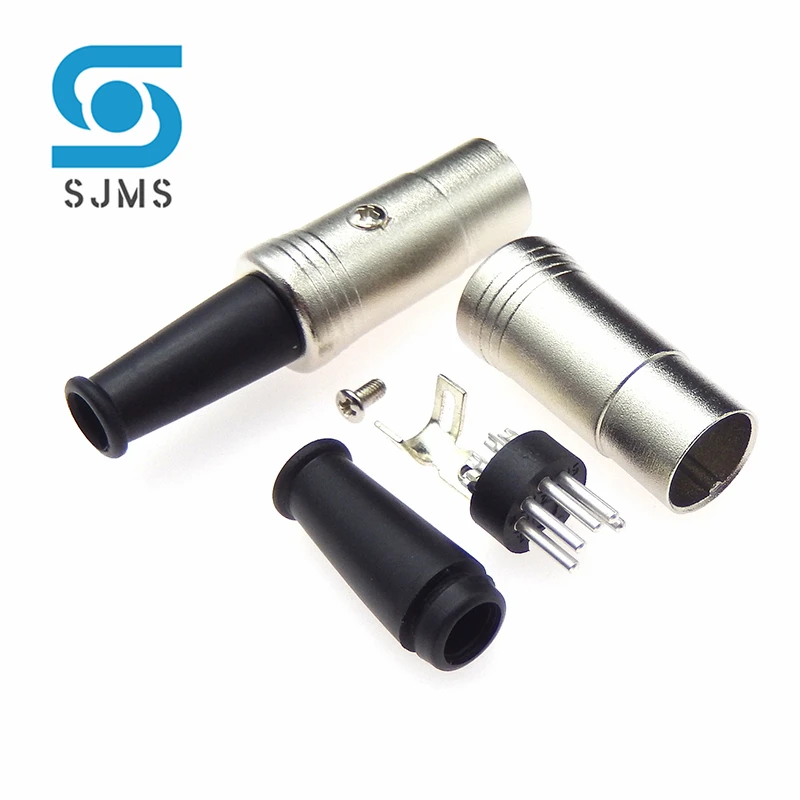 2PCS 5PIN DIN Connector Computer Midi Cable Lead Audio Plug Microphone Speaker Plug Male Inline Metal connector DIN 5P