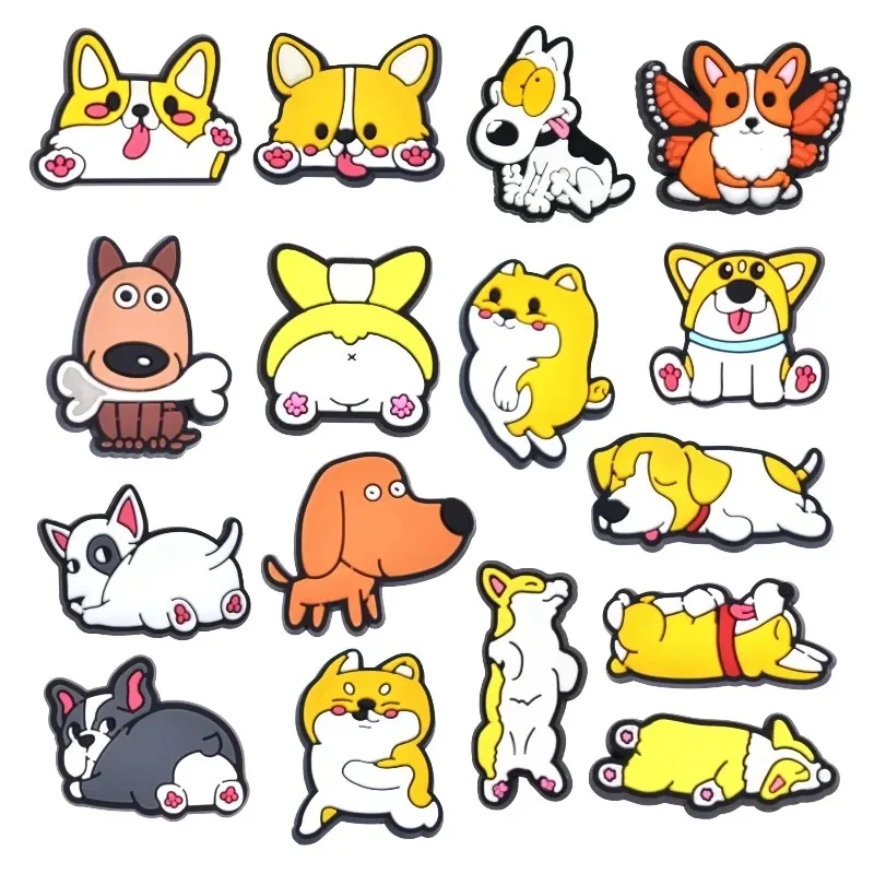 48Pcs Dog Shoe Charms,Cute Animal Dog Pet Shoe Charms Pack For Shoe Wristband Sandals, PVC Shoe Charm for Party Favor Gifts