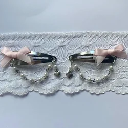 2pcs handmade pink fairy core satin bow hairpin y2k retro Lolita core hairpin