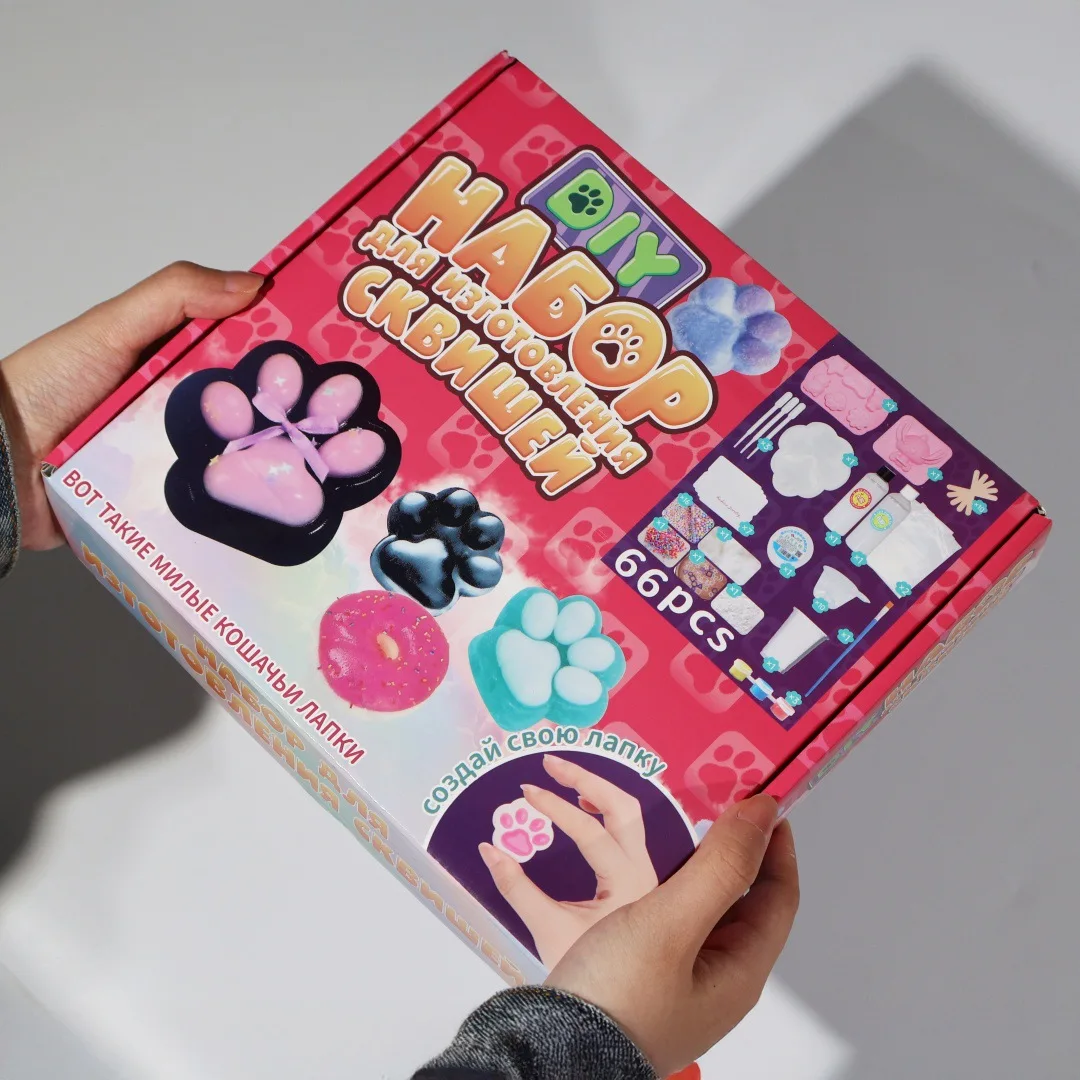 

Parent Child Bonding Cat Paw Stress Relief AB Glue Craft Kit Liquid Silicone Translucent Mud Sensory Educational Toy Kids Gift