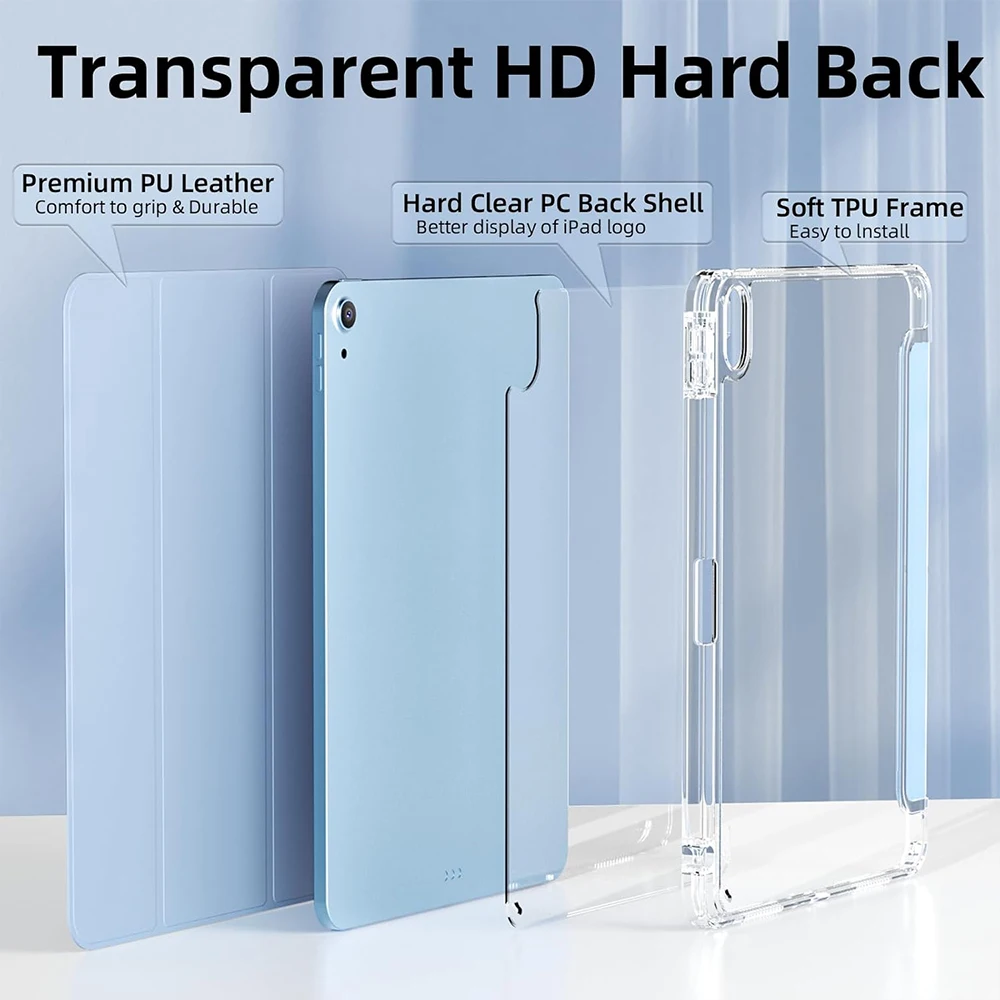 Tri-fold Clear Acrylic Tablet Case for iPad a16 case 11th 10th generation Air 11 13 M4 M3 M2 Air 4/5/6th iPad Pro 11 12.9 7/8/9 view 3