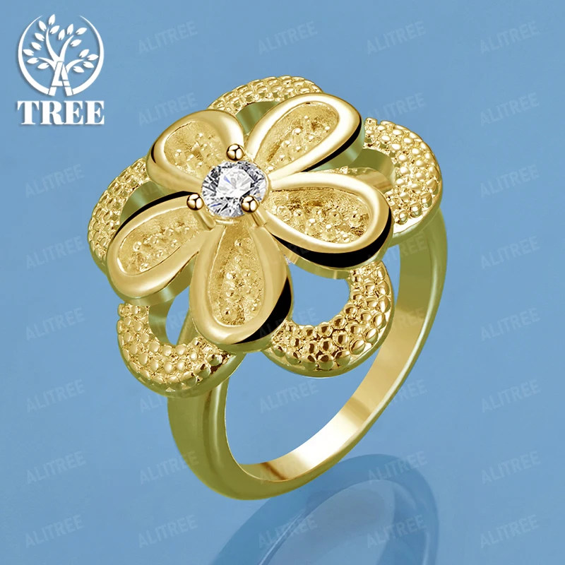 แหวนทอง 18k ขายดี แหวนลายดอกไม้ใหม่ ประดับเพชรซิคอน AAA สำหรับผู้หญิง งานปาร์ตี้ งานหมั้น งานแต่งงาน เครื่องประดับคุณภาพสูง ของขวัญสวยงาม
