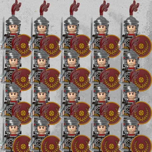 중세 로마 군인 피규어 빌딩 블록, 육군 장면 군사 무기 액세서리, 창의적인 조립, 어린이 장난감 