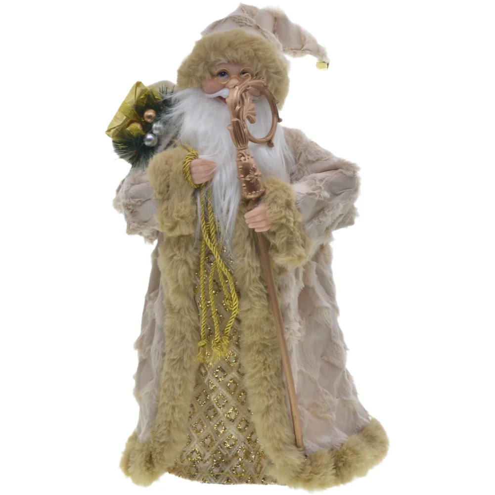 Plush Santa Figure 45cm Tall for Holiday Decor Compatible with Grandparent-Themed Scenes and Christmas Styling