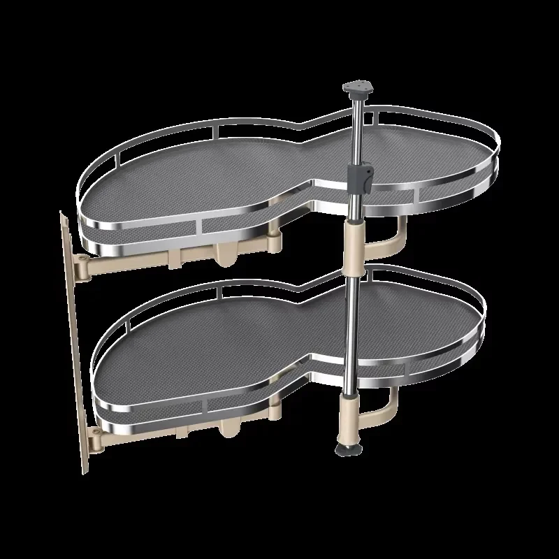 Golden Metal Kitchen Corner Storage Rack Multifunctional Cabinet Organizer with Soft Close Hinge Eco Friendly Space Saving