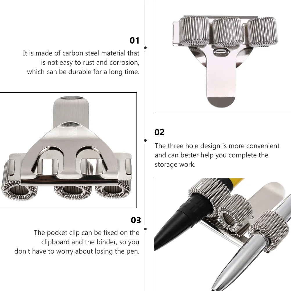 2 Pcs Beech Glasses Spring Clip Board Metal Pen Loop Office The Notebook Finger