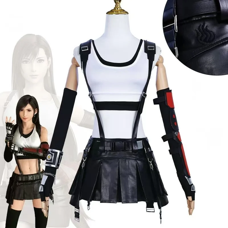 

Final Fantasy VII Remake Tifa Lockhart Cosplay Costume Womens Game Outfit Set FF7 Tifa Suit for Halloween Comic Con Fancy Dress