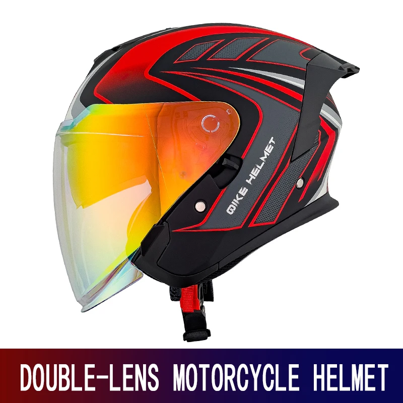 خوذة دراجة نارية عالية الجودة للرجال ثلاثة أرباع عدسة مزدوجة الرجعية نصف خوذة كروز قاطرة أربعة مواسم عالمية 3/4 ساعة