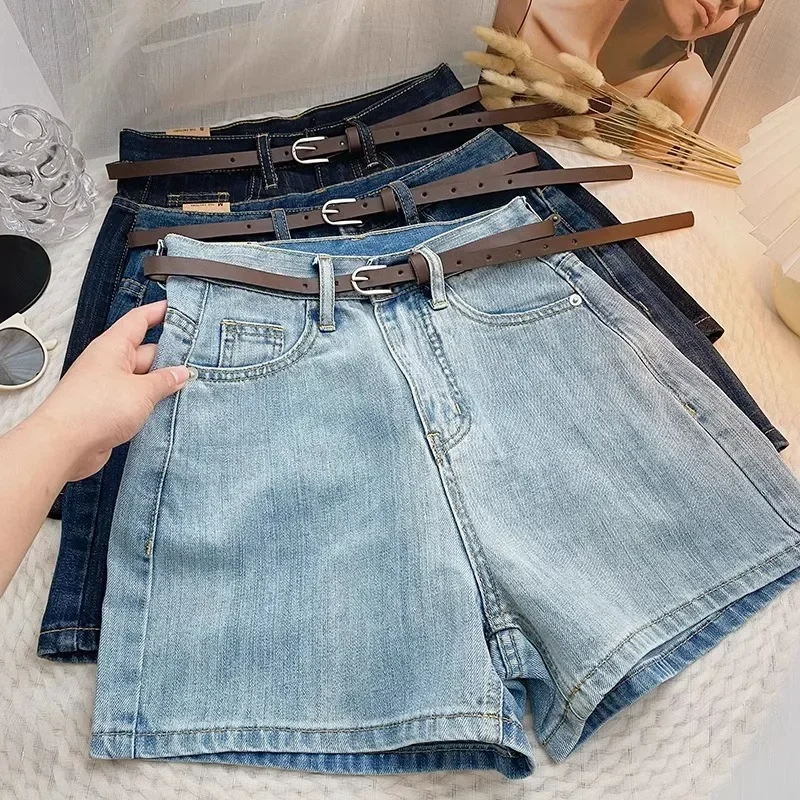 

Shorts Wide Leg Pants Denim Women Jean High Waist Slim Fit Jeans Casual Spliced Pockets 2024 Summer Short Femme Basics Denims