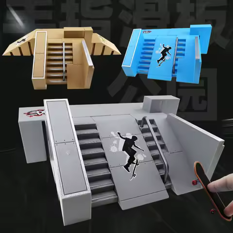 Mini Fingerboard Skate Park Kit Skateboard Finger Toys with 2 Finger Skateboards Skatepark Deck Ramp for Boys Girls Kids Gift