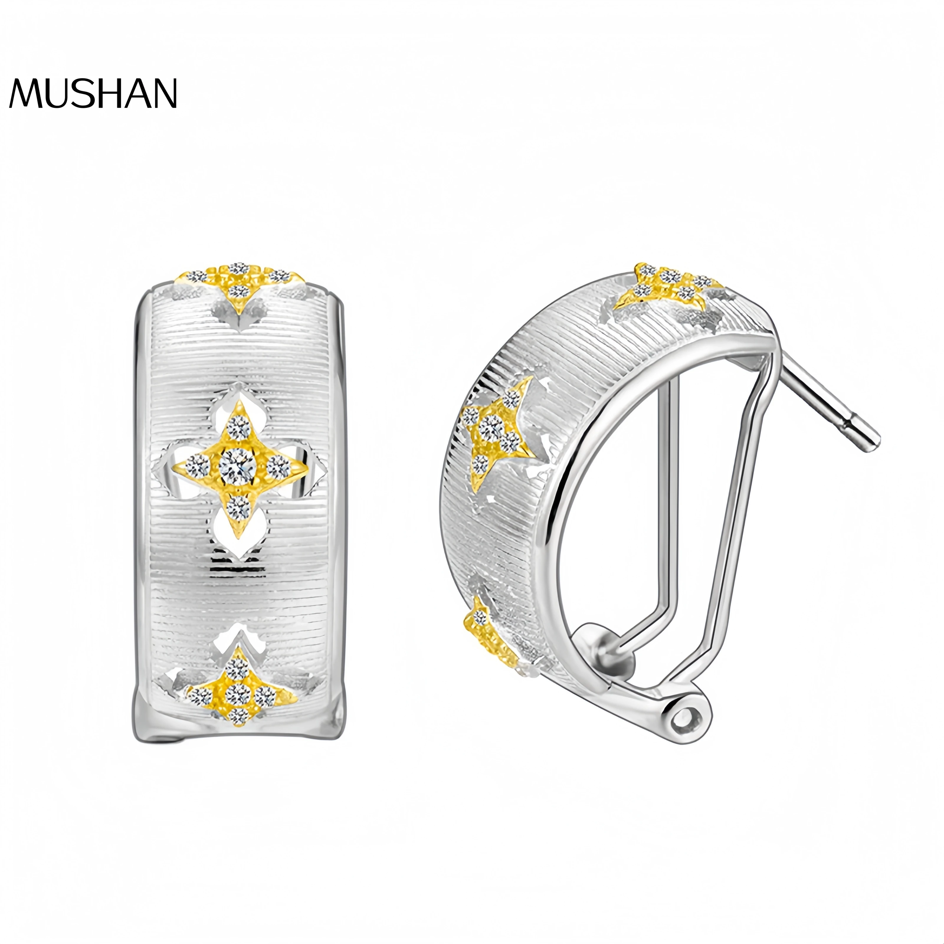 

Mushan Luxury Brand S925 Sterling Silver Stud Earrings, A Niche And Light Luxury Italian Earrings In Different Colors For Women
