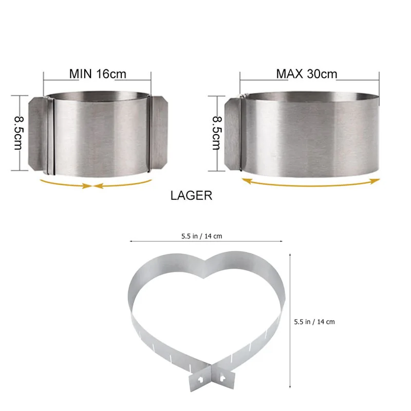 Adjustable Size Cake Mold Cake Making Stainless Steel Chocolate Chip Cookies Muffins Mousse Dessert Cake Decorating Baking Tools