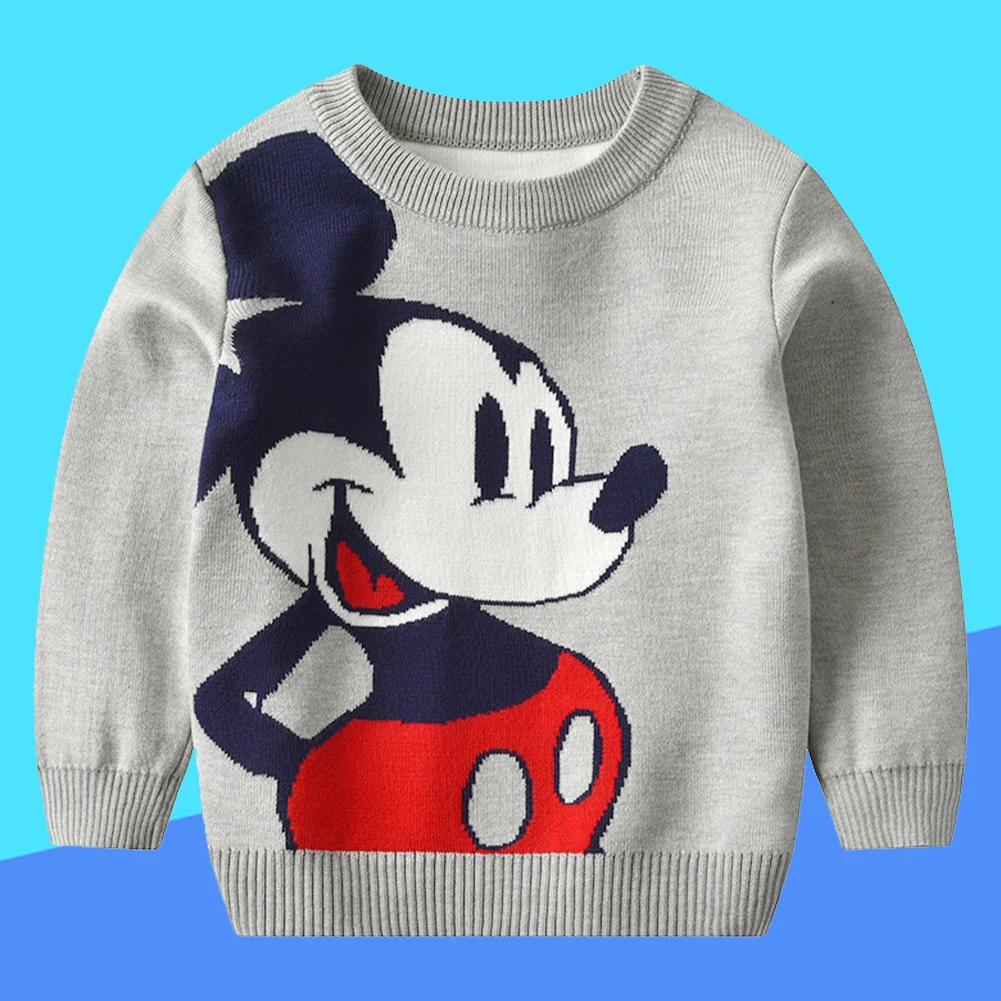 New Autumn Winter Children's Clothing Mickey Pullover Sweater Wool Knitted Coat Kids Cartoon Christmas Thanksgiving Sweater