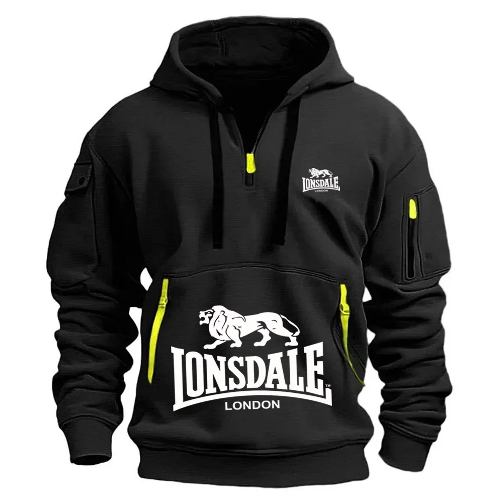 

New men's hoodie, loose pullover, multi-pocket casual sweatshirt, autumn and winter fashion, outdoor fitness loose hoodie