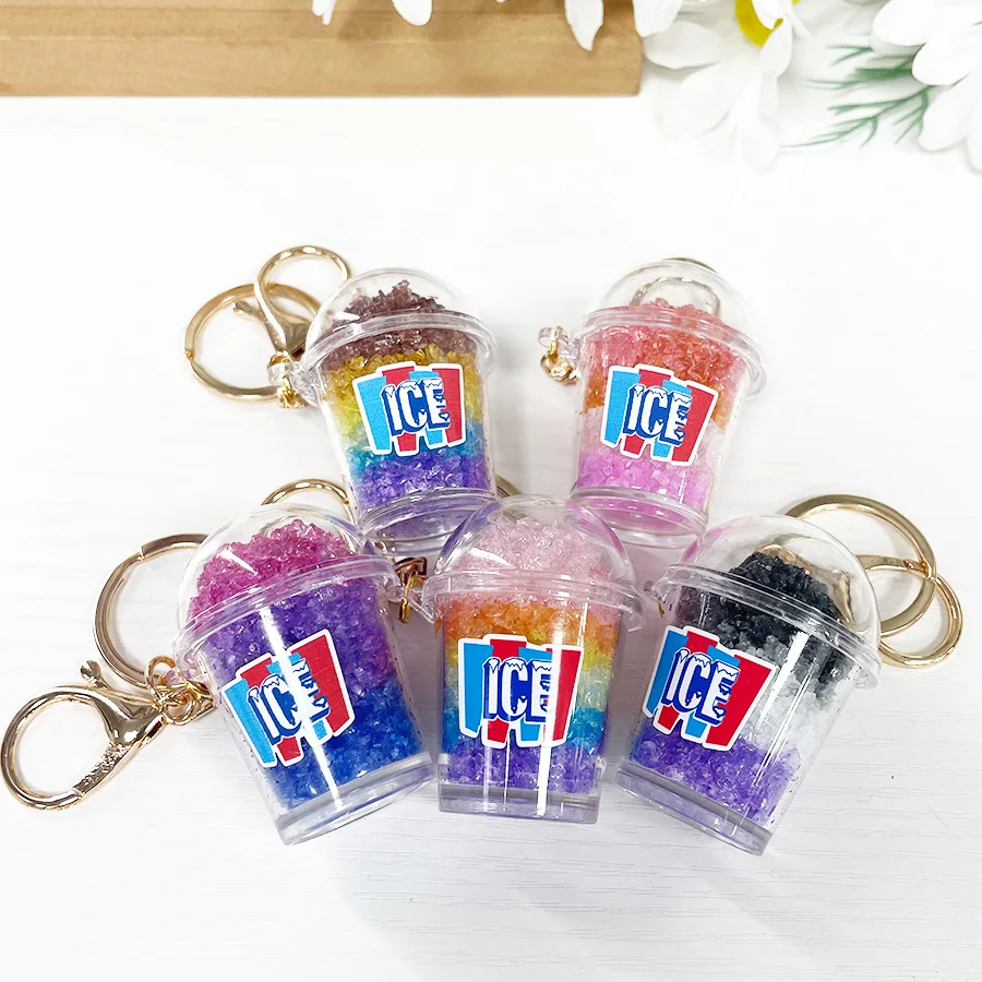 Cross border simulation food toy rainbow broken ice cup keychain miniature color mini smoothie pendant doll machine content