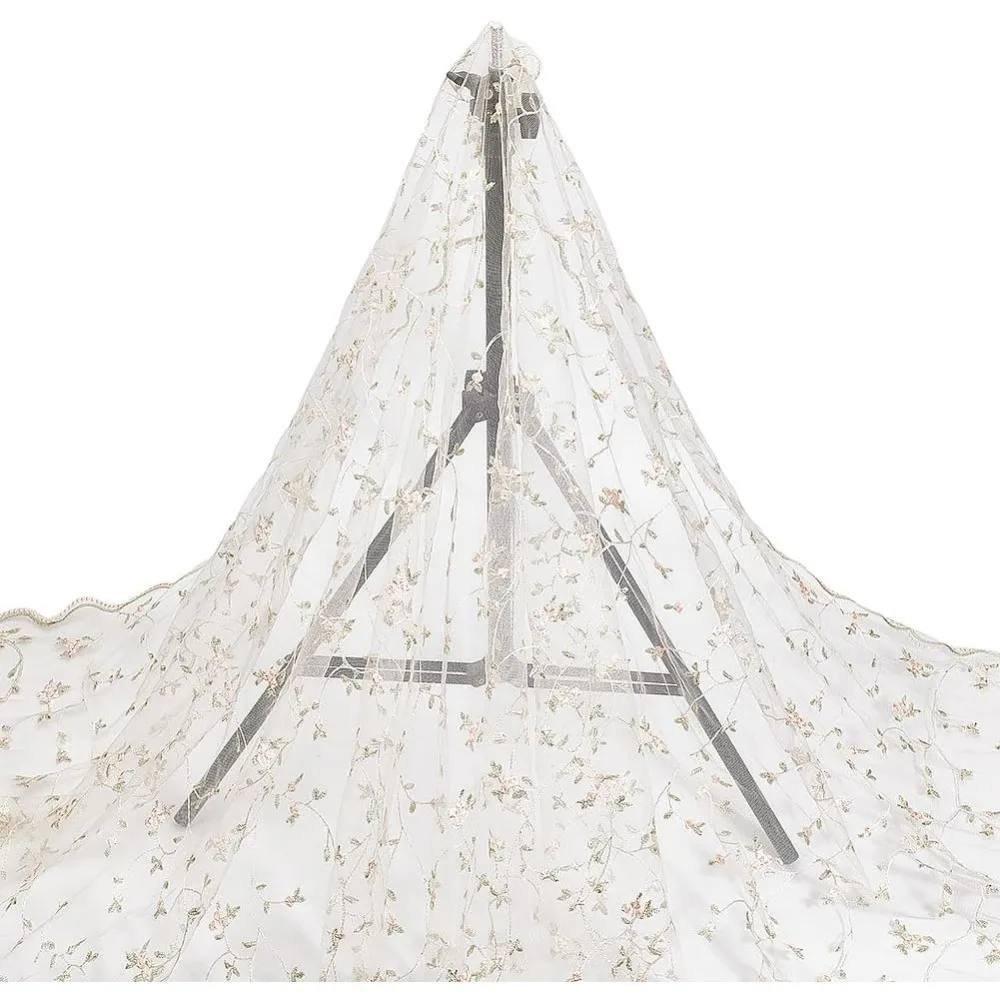 3 ياردة قماش زهرة مطرزة 51in واسعة البيج البوليستر الدانتيل DIY بها بنفسك الزفاف دش الزفاف