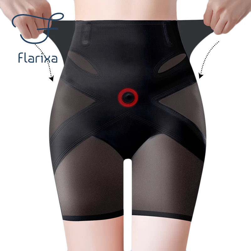 Flarixa-Culotte taille haute pour femme, sous-vêtement amincissant, en maille