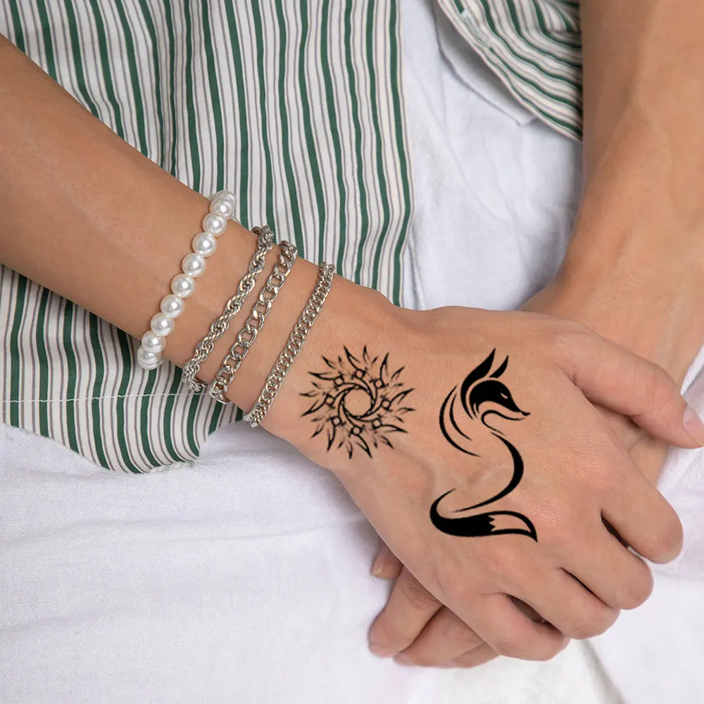 30pcs Small Size Animal Tattoo Stickers for Men Women Wolf Tiger Eagle Dragon Skeleton Snake Cat Fake Tattoos For Hand Arm Body