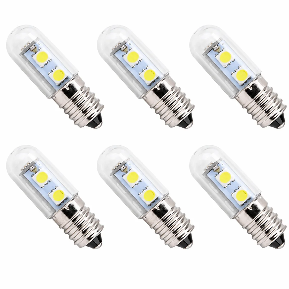 6 Pack Energy Saving 1W LED Corn Light Bulb E14 110V LED Light Bulb 7 SMD5050 LED T15 LED Bulb Toaster Oven