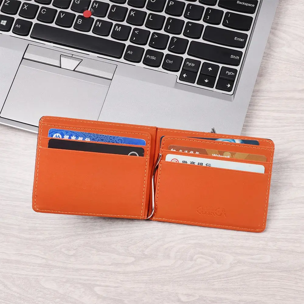 Business Sollid Thin Wallet Credit Card Men Wallet Bifold Money Clip ID Card Holder Short Skin Purses