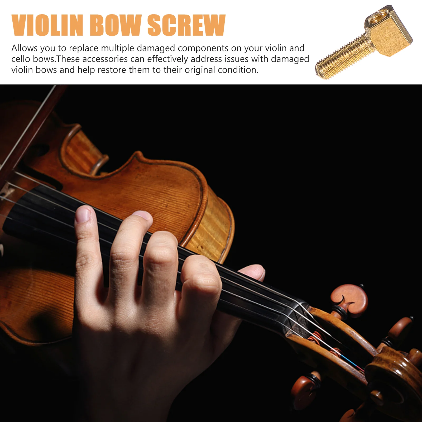 Violin Screw String Instrument Bow Frog Screw Accessories Frog Part Metal Practical Cello Bow Frog Screw Accessory Violin Bow