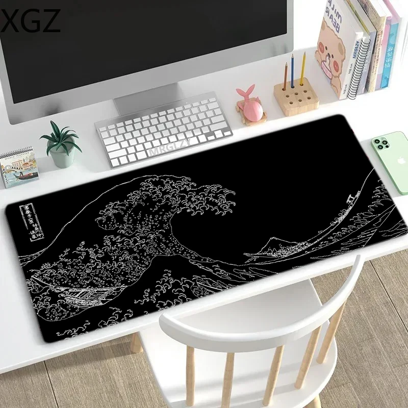 XXL 90X40cm black and white Julang gaming mouse pad player large table pad non-slip base suitable for office and home use