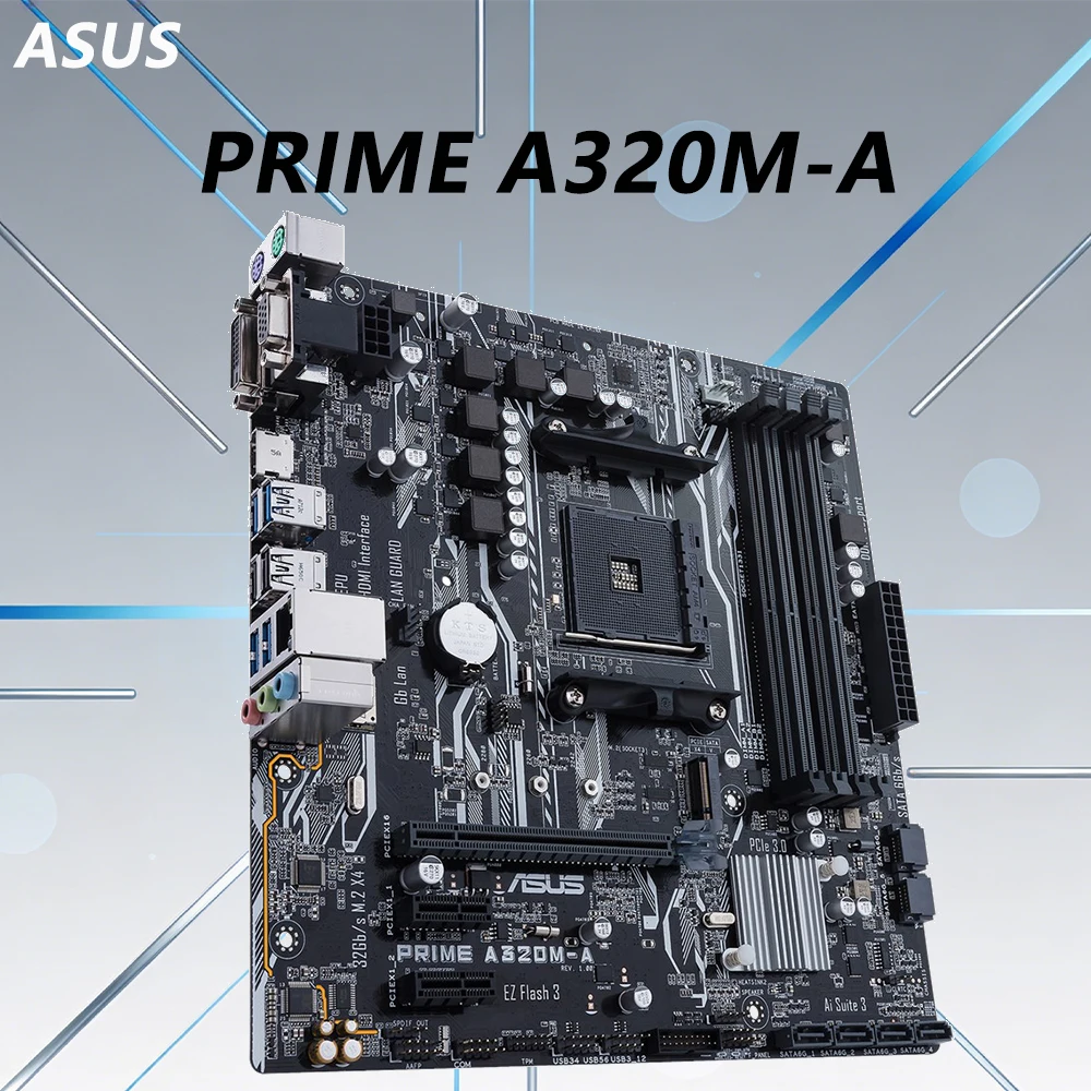 AMD A320 Motherboard ASUS PRIME A320M-A Motherboard DDR4 AM4 Support Ryzen 7 5800X3D 5 5500 7 5700X CPU Micro ATX M.2 PCI-E 3.0