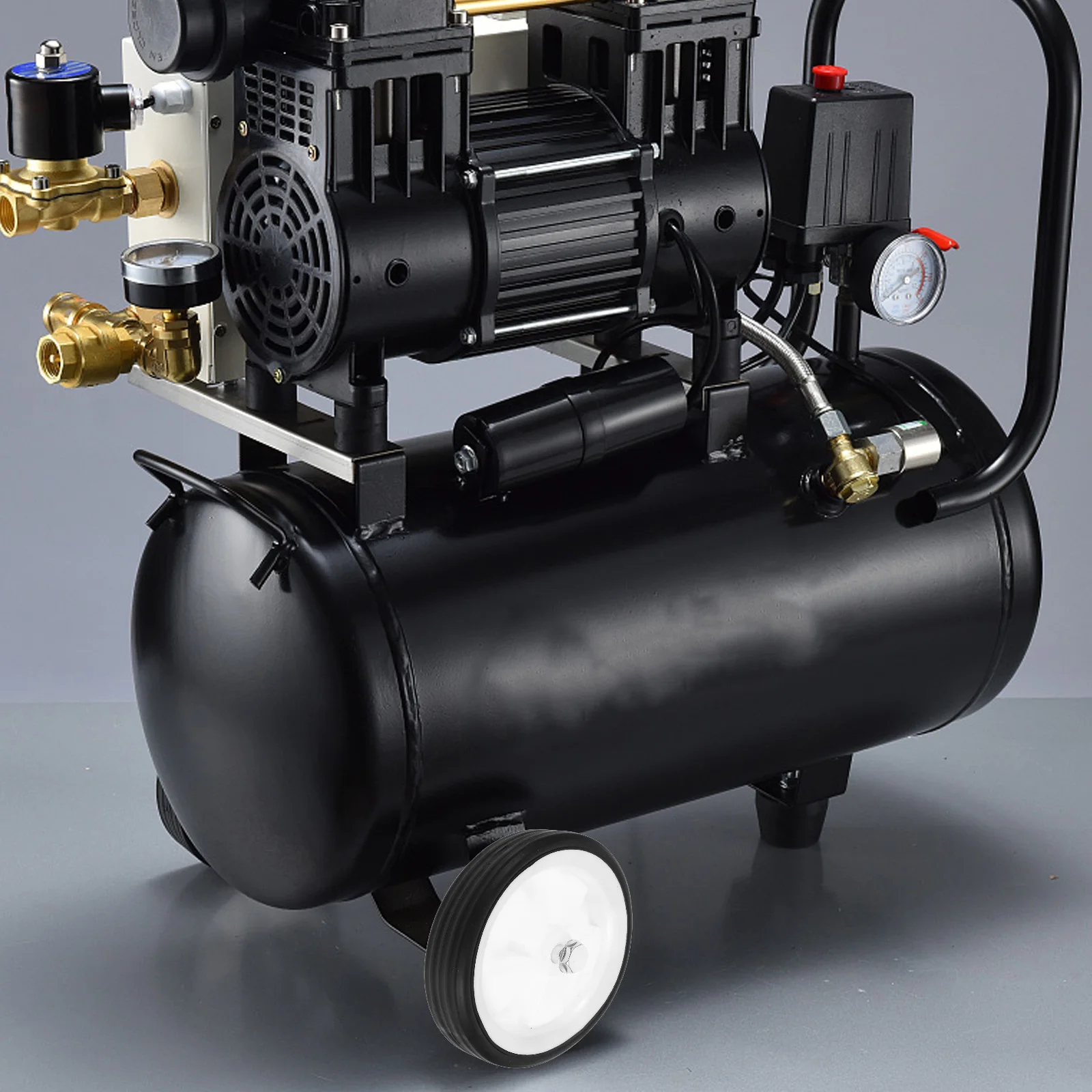 2pcs Air Compressor Wheel Replacement Parts 6 Inch Caster Black Rubber Roller Efficient Practical Versatile Industrial Use