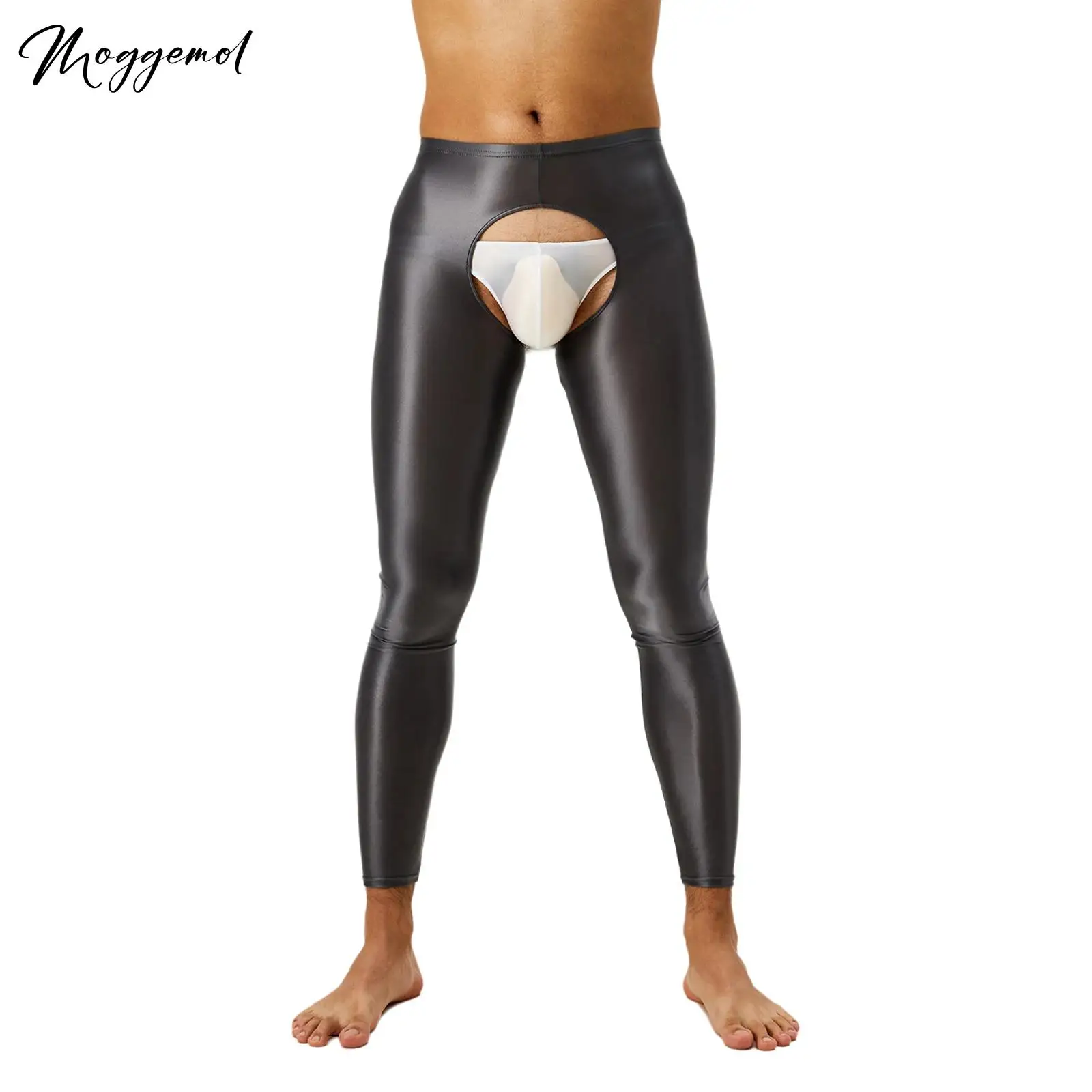 رجل لامع مفتوح المنشعب طماق السراويل عالية الخصر سليم صالح الجوارب الملابس الداخلية Baselayer السراويل لملابس النوم ملهى ليلي ملابس الرقص #1