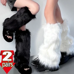 1/2pairs Y2K Spicy Girls Imitation Rabbit Fur Grass Leg Covers Plush Thickened Velvet Subcultural Tubing Stacked Furry Leg