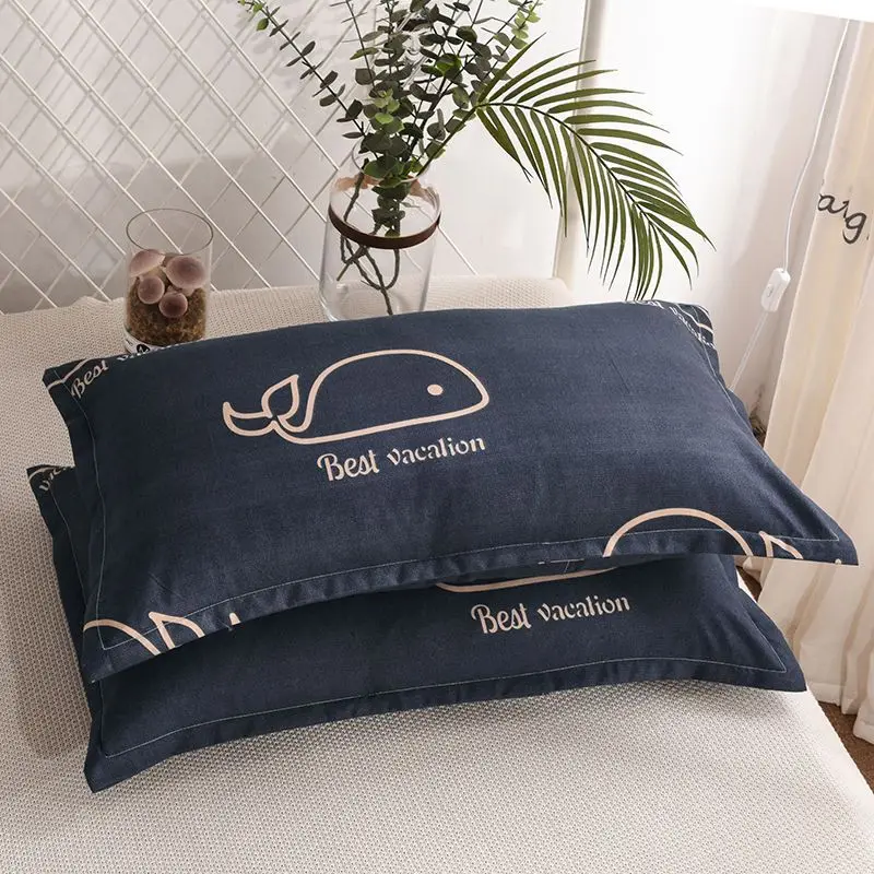 Pillowcase Printed Home Bedroom Household 40*60cm Pillow Case Cotton Bedding Cover New Simple Wedding for  Soft Washable