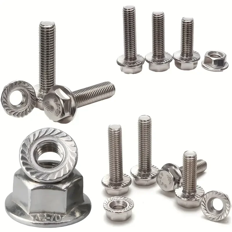 

186 sets of M5, M6, and M8 combined flange nuts and washers, 304 stainless steel, suitable for hexagonal precision washers for f