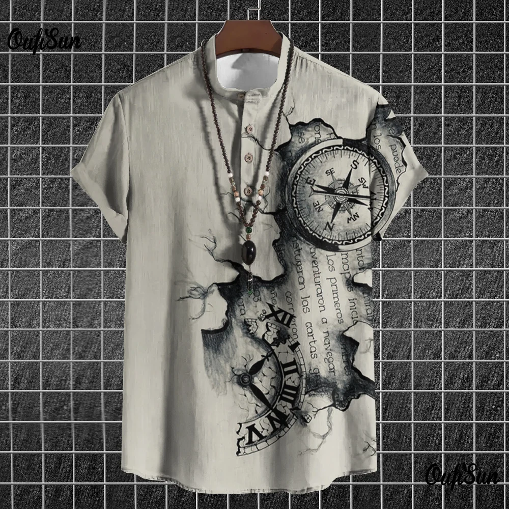 Anchor Shirts For Men T-shirts Short Sleeve Tops Navigation Graphic Clothing Streetwear V-Neck Pullovers Summer Men's Shirt Tees