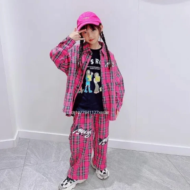 Vêtements tendance de danse de rue pour enfants, ensemble de grille ample, Costumes de spectacle Hip-hop Cool et beaux pour garçons et filles