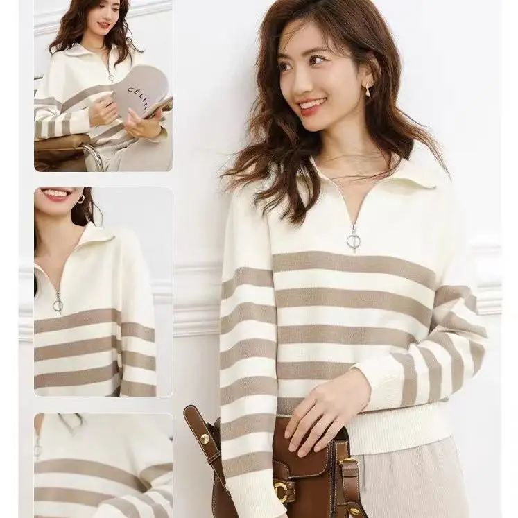 Pullover Striped Women Sweater Winter Sweater Korean Sweter Sweaters 2023 Long Sleeve Tops Knit Sweaters Vintage Pullover Women