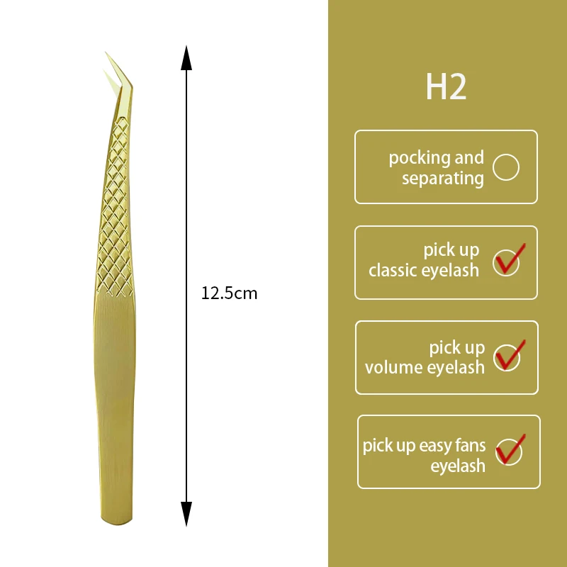 Didesun High Precision Light Weight Gold Lash Tweezers For Eyelash Extension Tweezers Fiber Tips