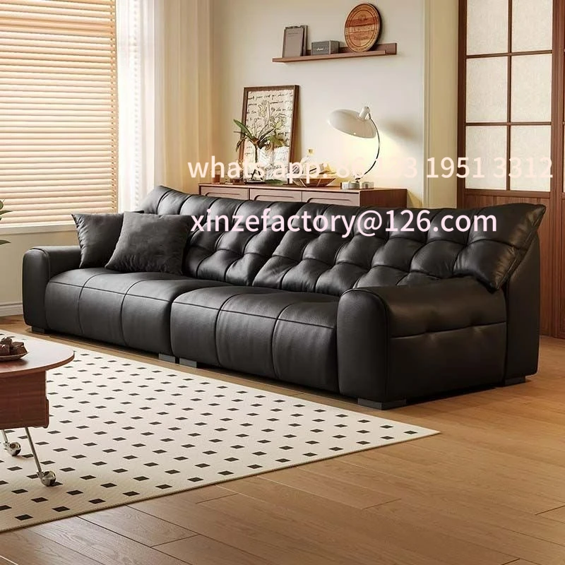 

Customizable minimalist leather living room high-end inline sofa combination